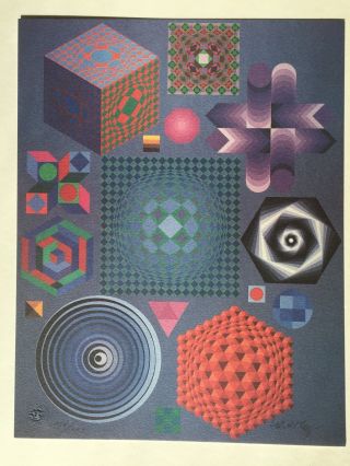 Victor Vasarely Hand Signed Art Print,  " Plural " (also Have One With Stamp)