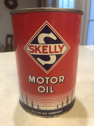 Vintage Skelly Oil Company Metal Motor Oil Can Canco