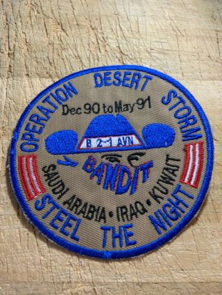 1990s/desert Storm? Us Army Patch - B 2/1 Aviation Bandit Steal The Night -