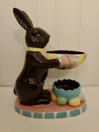 Home Interiors Ceramic Chocolate Easter Bunny Wax Warmer 7 " Tall 6 " Long