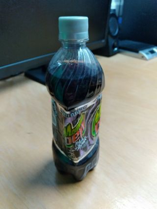 Mountain Dew Pitch Black Cola Full 20 Oz.  Bottle 2004 Pepsi Mt.