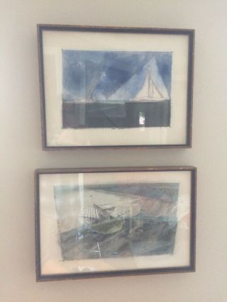 2 Framed Prints By Lyonel Feininger - Sturmische Einfahrt & Zwei Yachten