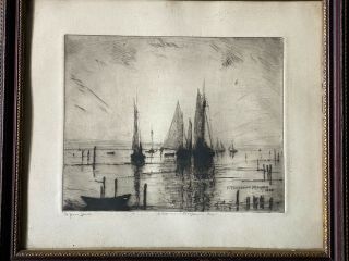 Morgan,  F.  Townsend (1883 - 1965) - Etching Of A Harbor Scene