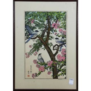 Yoshida Toshi 20th C.  Japanese Woodblock Print Birds Of The Seasons Summer