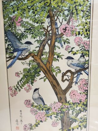 YOSHIDA TOSHI 20th c.  Japanese WOODBLOCK PRINT Birds of the Seasons SUMMER 4