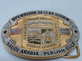 Operation Desert Storm Belt Buckle,  Army Navy,  Marines,  Airforce,  Coast Guard