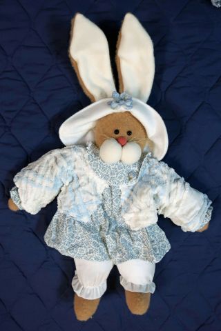 Vintage Handmade Bunny Rabbit Doll W/chenille Jacket & Felt Hat - 24 " Tall