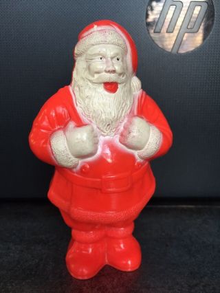 Vintage Irwin Hard Red Plastic Santa Claus Candy Container 4 1/2 "