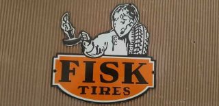 Porcelain Fisk Tires Enamel Sign Size 8 " X 8 " Inches