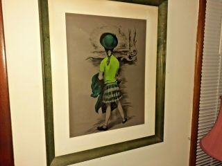 1946 Signed Colored Lithograph " Museum Visitor " By Lawrence Beall Smith
