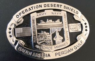 1990 Operation Desert Shield Commemorative Belt Buckle - U.  S.  Air Force Marines