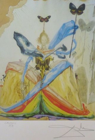 Salvador Dali The Queen Of The Butterflies Hand Numbered Plate Signed Lithograph