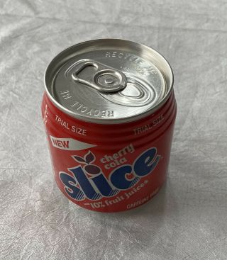 Vintage Empty Cherry Cola Slice Trial Size 6.  3oz Can Bottom Opened - Pepsi