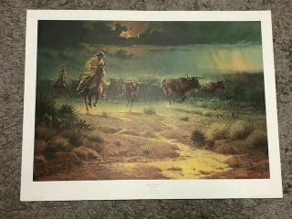 G.  Harvey Turning The Lead Print Limited Edition Signed Numbered Cowboy1601/1950