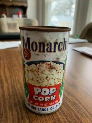 Vintage Monarch 10oz Pop Corn Tin Can Full