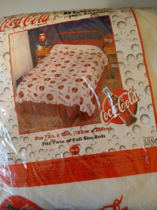 Vintage 90s Coca Cola Blanket Twin Full Size Usa Coke