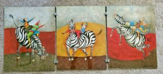 Graciela Boulanger 3 Color Lithograph Droles De Zebres Children Zebra Signed Art