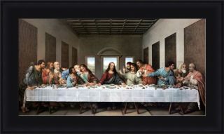 Leonardo Da Vinci The Last Supper Framed Canvas Giclee Print 31 " X18.  5 " (v03 - 03)