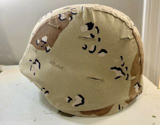 Usgi Pasgt Helmet W/ Desert Storm Chocolate Chip Camo Cover Size Large