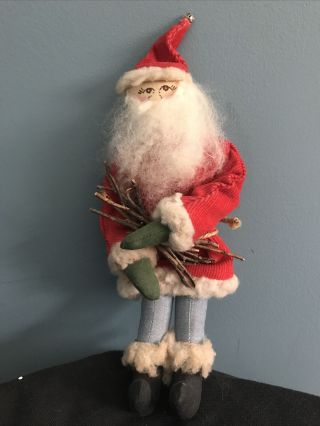 Vintage Looking Hand Made Fabric Christmas Santa Claus Doll Kris Kringle