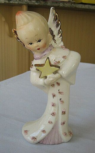 Rare Vintage Porcelain Wales Figurine - - Boy Angel - W/ Star - Christmas - Holiday - Japan