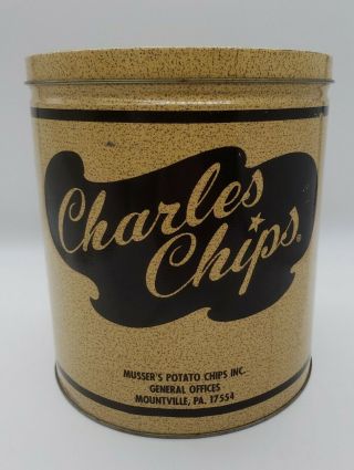 Vintage Charles Potato Chips 16 Oz 1 Lb Tin Can Canister Container