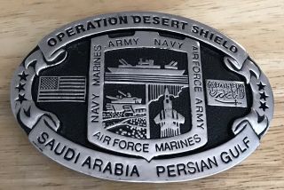 1990 Operation Desert Shield Commemorative Belt Buckle - U.  S.  Air Force Marines