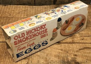 Old Vintage Old Hickory Smokehouse Farm Fresh Eggs Country Store Carton Box