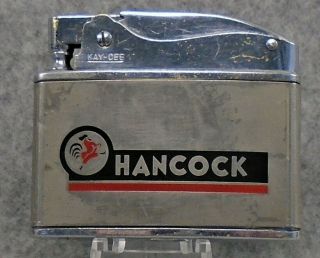 Vintage Hancock Gas & Oil Flat Advertising Lighter Graphics Lqqk