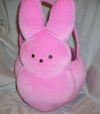 Large Pink Plush Peeps Bunny Jumbo Easter Basket Rabbit