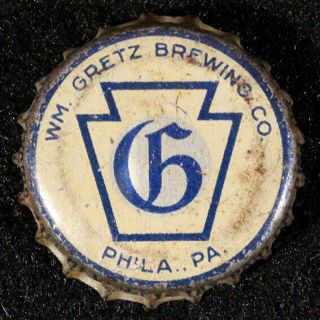 Gretz Pa Tax Cork Beer Bottle Cap Philadelphia,  Pennsylvania Crown Keystone Penn