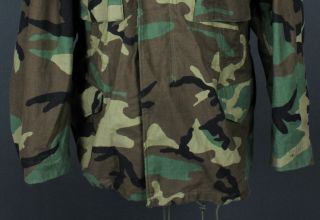 Vintage 90 ' s 1991 Military Woodland Camo Cold Weather Field Jacket Large Reg M65 3