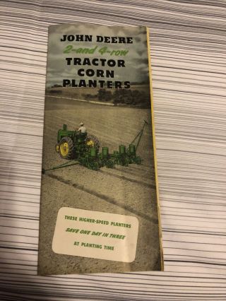 1950 John Deere 2 - And 4 - Row Tractor Corn Planters Sales Brochure Vtg