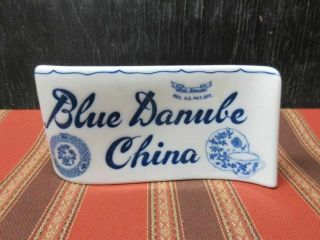 Blue Danube China Porcelain Dealer Store Display Sign - Wavy - 7 " X 3 "