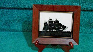 CURRIER AND IVES CLIPPER SHIP.  589 REVERSE SILHOUETTE WITH FRAME 2