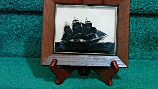 CURRIER AND IVES CLIPPER SHIP.  589 REVERSE SILHOUETTE WITH FRAME 3
