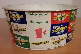Vintage Beech - Nut Chewing Gum Beechies Tin Store Display Advertising Metal Tub