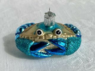 Blue Crab Glass Ornament Old World Christmas Nautical Sea Ocean Animal