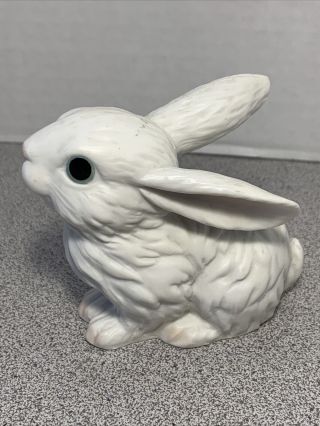 Vintage White Bisque Bunny Rabbit Figurine Porcelain 3.  25” H Easter Decor