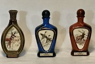 Jim Beam Collector Bottles.  Empty,  All 3 Are Wilderness Themes By J.  Lockhart