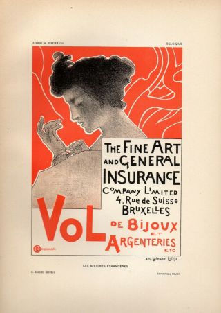 Berchmans Affiches Etrangeres 1897 Stone Litho Fine Art & General Insurance