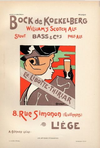 E.  Berchmans Affiches Etrangeres 1897 Stone Litho Poster " Koekelberg Scotch Ale "
