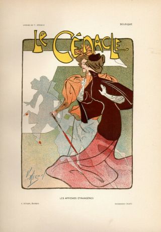 Victor Mignot " Le Cenacle " Affiches Etrangeres 1897 Stone Litho Poster: