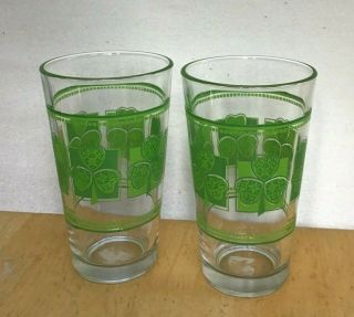 Set Of 2 Vintage Libbey Green Shamrock Drinking Glasses St.  Patrick’s Day