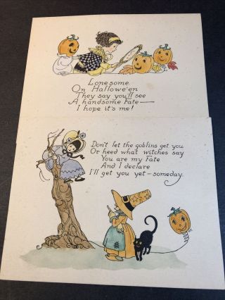 2 Halloween Greeting Cards 1930 