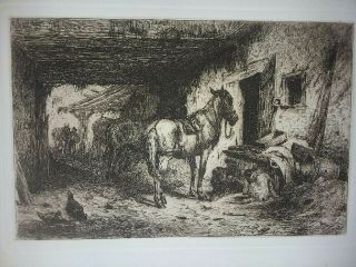 " Noon Days Rest " 19th Century American Etching By Peter Moran Limited Edition