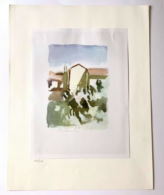 Giorgio Morandi Limited Edition Lithograph (1961) 390/450 (landscape,  Houses)