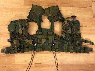 Usgi Military Tactical Load Bearing Vest Lbv With Alice Belt Lc - 2,  Woodland Camo