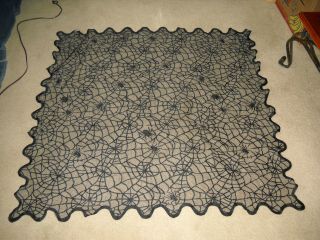 Black Spider Web Table Cover Halloween Decoration Prop 54 " X 54 "