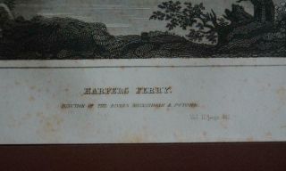 Rare Antique 1830 ' s Harpers Ferry West Virginia Engraving Art 3